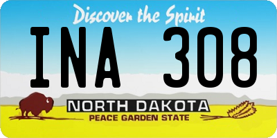 ND license plate INA308