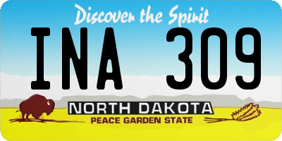ND license plate INA309