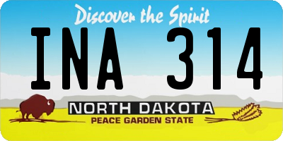 ND license plate INA314