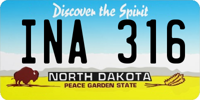ND license plate INA316