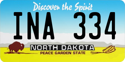 ND license plate INA334