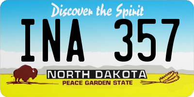 ND license plate INA357
