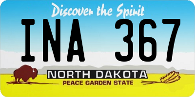 ND license plate INA367