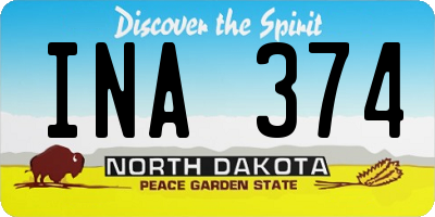 ND license plate INA374