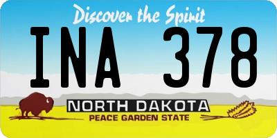 ND license plate INA378