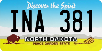 ND license plate INA381