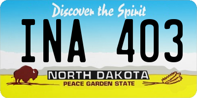 ND license plate INA403