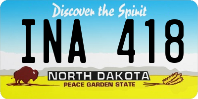 ND license plate INA418