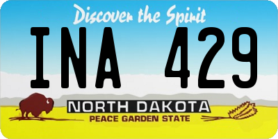 ND license plate INA429