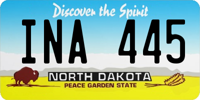 ND license plate INA445