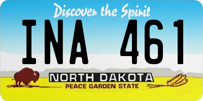 ND license plate INA461