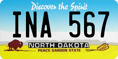 ND license plate INA567
