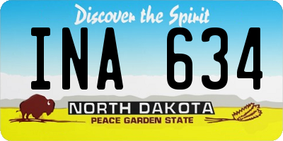 ND license plate INA634