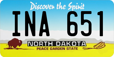 ND license plate INA651