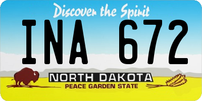 ND license plate INA672