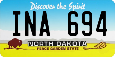 ND license plate INA694