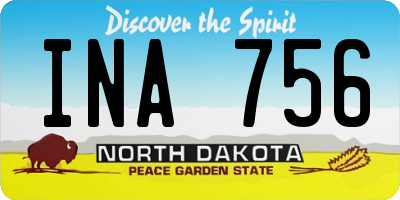 ND license plate INA756