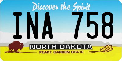 ND license plate INA758