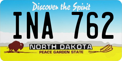 ND license plate INA762