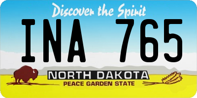 ND license plate INA765