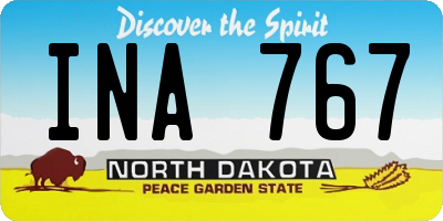 ND license plate INA767