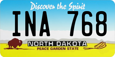ND license plate INA768