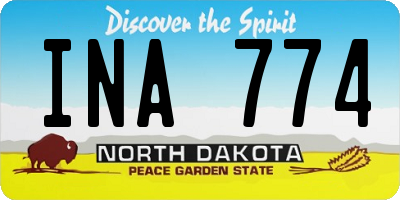 ND license plate INA774