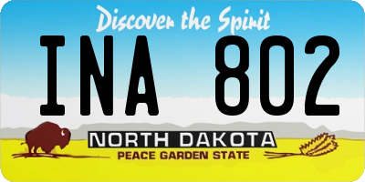 ND license plate INA802