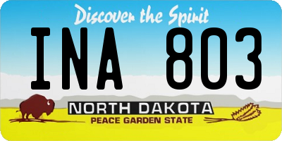 ND license plate INA803