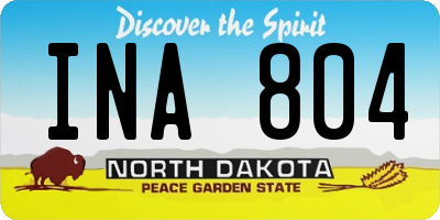 ND license plate INA804
