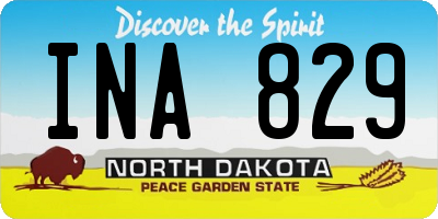 ND license plate INA829