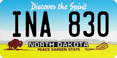 ND license plate INA830