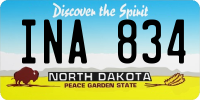 ND license plate INA834
