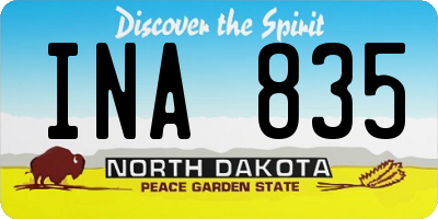 ND license plate INA835