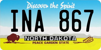 ND license plate INA867
