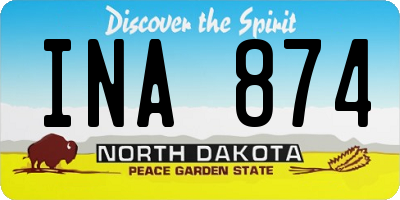 ND license plate INA874
