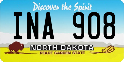 ND license plate INA908