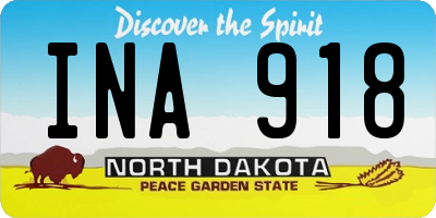 ND license plate INA918