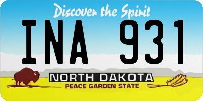 ND license plate INA931