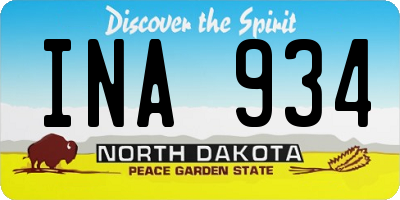 ND license plate INA934