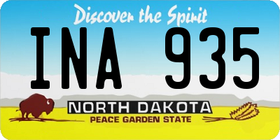 ND license plate INA935