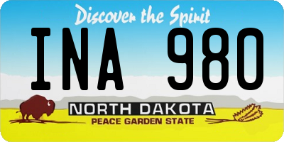 ND license plate INA980