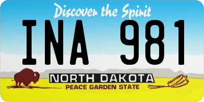 ND license plate INA981