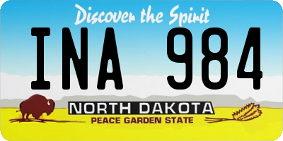 ND license plate INA984