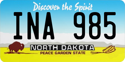 ND license plate INA985