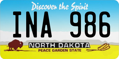 ND license plate INA986