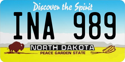 ND license plate INA989