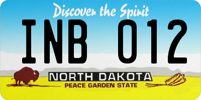 ND license plate INB012
