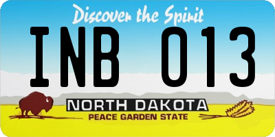 ND license plate INB013