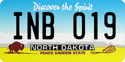 ND license plate INB019